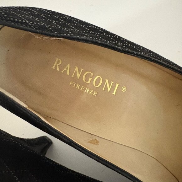 Rangoni Firenze Black Suede Leather Heels Size 7.5B Italy Elegant Womens Shoes - Picture 6 of 10
